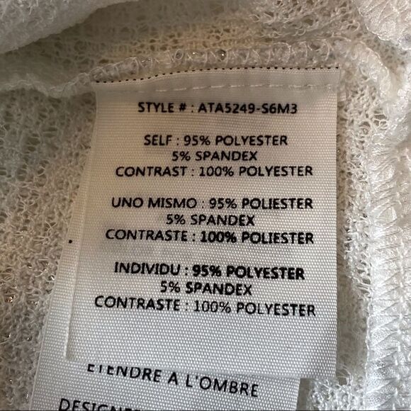 A’reve white with Silver Dots Short Sleeve Gauzy Top Size Medium - Picture 4 of 11